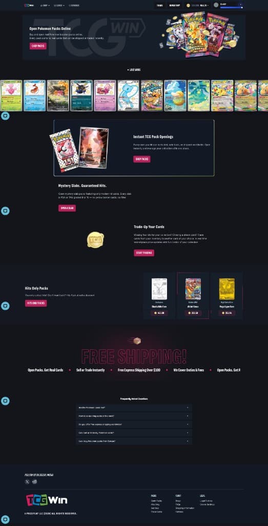 Provably fair trading card gaming and marketplace platform